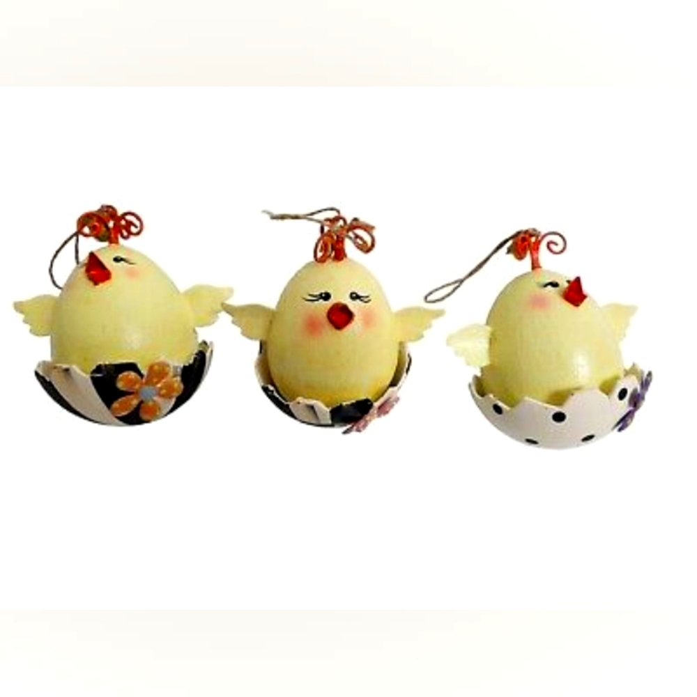 Mackenzie-Childs Chick Ornaments, Set of 3 New in Original Packaging, Unopened